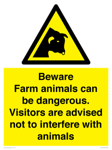 Beware Farm animals can be dangerous. Visitors are advised not to interfere with animals